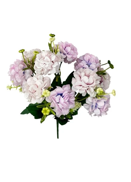 Yapay Çiçek Kartopu Krizantem Lila 5Dallı 10toplu Demet 30cm - Resim 5