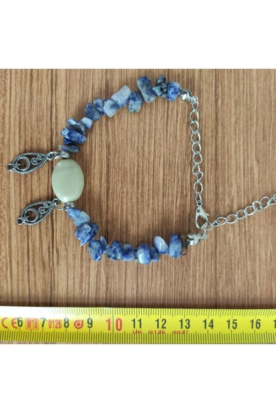 Lapis Lazuli & Aventurin Oval Taşlı El Yapımı Bileklik - **Çeşitli Ürünler İçin Mağzamızı Ziyaret e ürün görseli