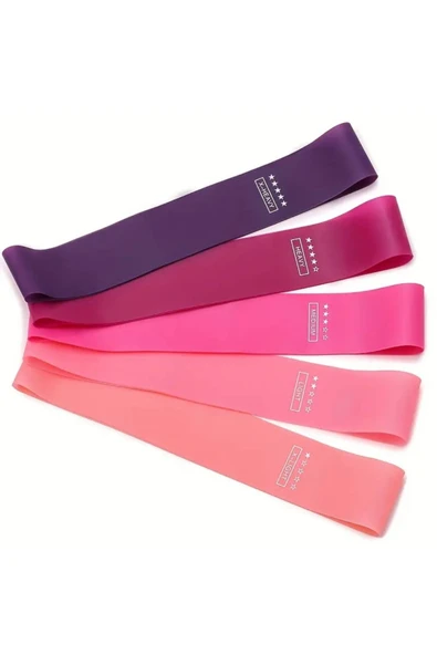 NACTUMU 5 Adet TPE Fitness Direnç Bant Seti - Kalça, Bacak, Pilates ve Güç Antrenmanı - 4
