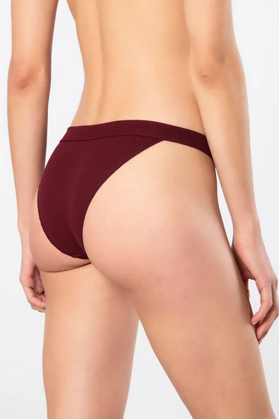 Türen Kadın Likralı Ribana Tanga 2'li Paket 931/Bordo - 4