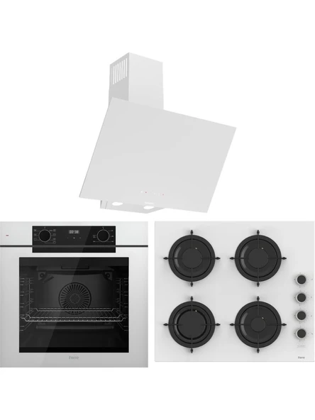 Ferre Fryart Artline QEP63CB - CS206-FA - D078-SA 7 Prog. Dijital Turbo Ankastre Set - Beyaz