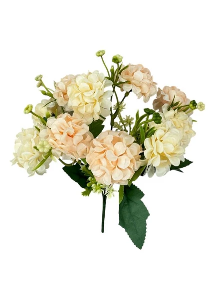 Yapay Çiçek Kartopu Krizantem Yavruağzı 5Dallı 10toplu Demet 30cm - Resim 4