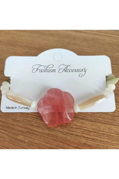 Pembe Kuvars Taşı & Yan Taşlı El Yapımı Bileklik - **Çeşitli Ürünler İçin Mağzamızı Ziyaret e ürün görseli