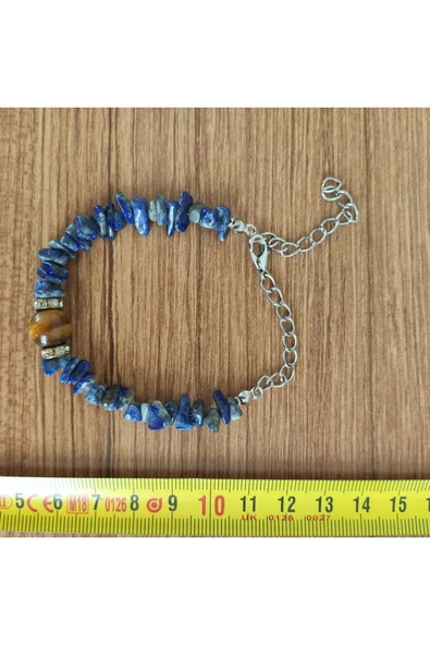 Lapis Lazuli & Kaplan Gözü Taşı El Yapımı Bileklik - 6033 - Resim 3
