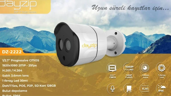 SIFIR ÜRÜN !! DZ-2222 Dayzip 2MP IP SABİT KAMERA HAREKET ALGILAMA IR MIKROFON  ANDROİD İOS İZLEME