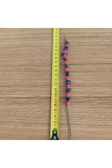 El Yapımı Doğal Taş Bileklik – Lapis Lazuli ve Kırmızı Heishi - 9397 - Resim 3