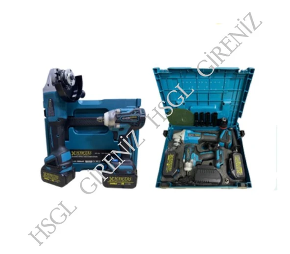 HSGL HKT 602 2’li Akülü Set Somun Sıkma Spiral Avuç Taşlama 58Vs 3000Mah 2 Akü + Şarj Cihazı Dahil) - 2