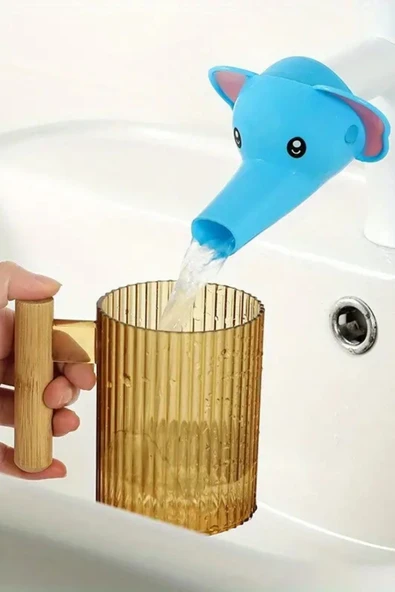 NACTUMU 2 Adet Çocuklar Için Eğitici Ve Güvenli Musluk Uzatıcı Genişletici Başlık Ördek ve Fil Figürlü - Resim 4