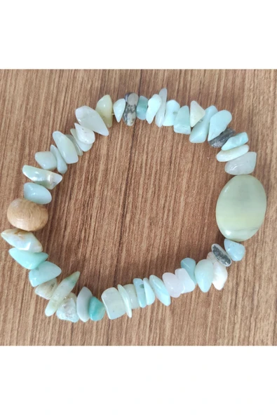 Doğal Enerji Bilekliği – Amazonit, Yeşim ve Ahşap - **Çeşitli Ürünler İçin Mağzamızı Ziyaret edin** - Resim 2