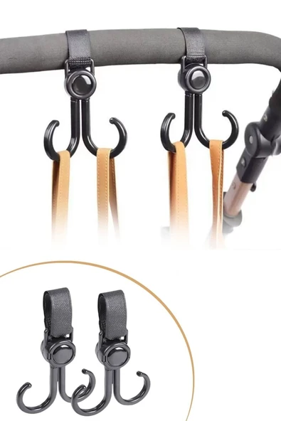 NACTUMU Çok Yönlü 2 Adet Bebek Arabası, Motor, Bisiklet Eşya Taşıma Aparatı Plastik Kanca - Resim 5