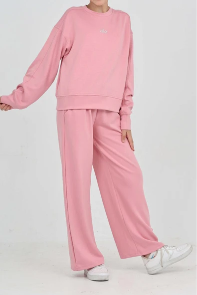 Kız Çocuk Oysho Kumaş Geniş Paçalı Alt- Üst Takım 12312 - Resim 10