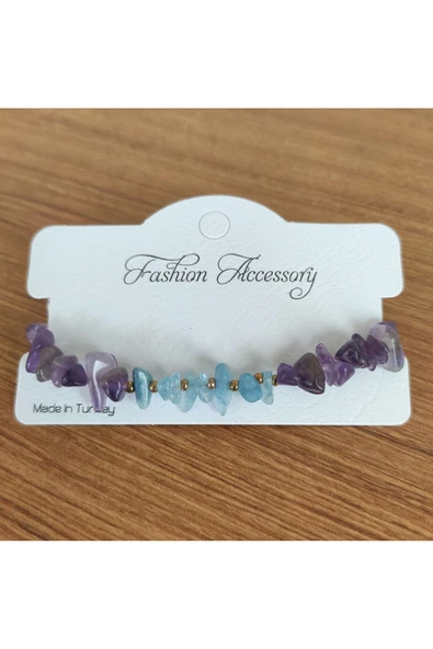 Ametist & Akuamarin Doğal Taş Enerji Bilekliği - 5634 ürün görseli