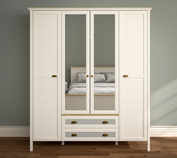 Hunerika Meniro Premium 4 kapak 2 çekmeceli Gardırop-Minifiks bağlantılı - aytaşı/legnano - 2