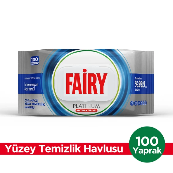 Fairy Platinum Antibakteriyel Yüzey Temizlik Havlusu 100 Yaprak | Beyaz Sirke & Karbonat ürün görseli