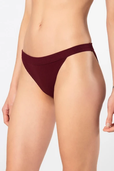 Türen Kadın Likralı Ribana Tanga 2'li Paket 931/Bordo - 3