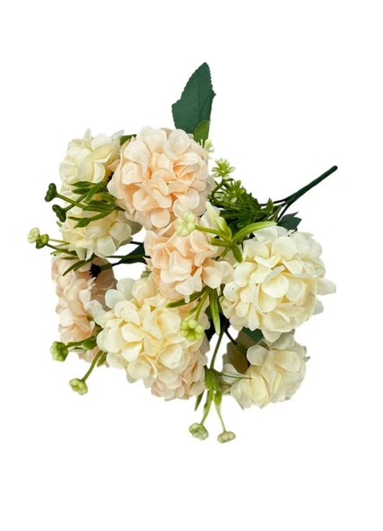 Yapay Çiçek Kartopu Krizantem Yavruağzı 5Dallı 10toplu Demet 30cm - Resim 3