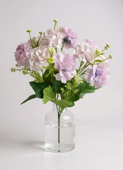 Yapay Çiçek Kartopu Krizantem Lila 5Dallı 10toplu Demet 30cm - Resim 3