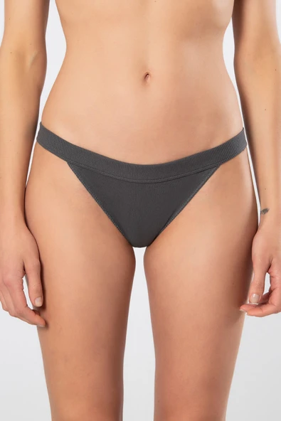 Türen Kadın Likralı Ribana Tanga 2'li Paket 931/Antrasit - 2