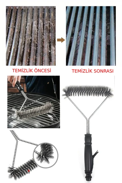 NACTUMU Premium Paslanmaz Çelik Barbekü Izgara Temizleme Fırçası Dayanıklı, Uzun Saplı Izgara Fırçası - Resim 5