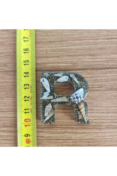 "R" HARFİ - Kıyı Esintisi Harf Anahtarlık (A–Z) – Gerçek Deniz Kabuğu, Kum ve Şeffaf Epoksi– El Yap - Resim 2