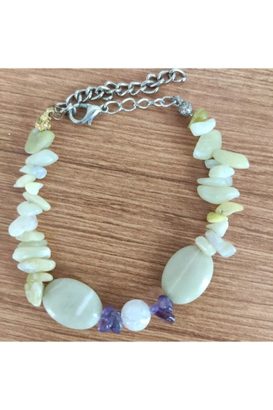 Doğal Enerji Kombini – Yeşim, Ametist ve Kuvars Bileklik - **Çeşitli Ürünler İçin Mağzamızı Ziyaret ürün görseli