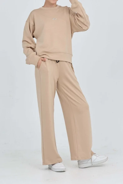 Kız Çocuk Oysho Kumaş Geniş Paçalı Alt- Üst Takım 12312 - Resim 5