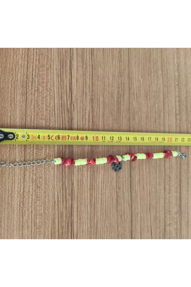 Kırmızı Mercan Taşı & Neon Heishi Boncuklu El Yapımı Bileklik **Çeşitli Ürünler İçin Mağzamızı Ziya ürün görseli