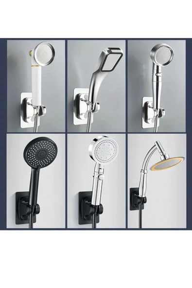 NACTUMU Ayarlanabilir Kendinden Yapışkanlı Duş Başlığı Tutucu Duvara Monte, Matkap Gerektirmez - Resim 2