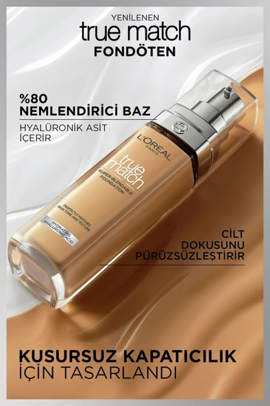 L'Oreal Paris True Match Bakım Yapan Fondöten - 1.5N Nötr Alt Ton - 4
