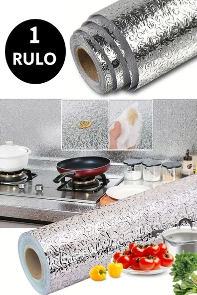 NACTUMU 1 Rulo Gümüş Yapışkanlı Folyo Kaplama 2 MT Mutfak, Banyo Dolabı Kaplama Su ve Yağ Geçirmez ürün görseli