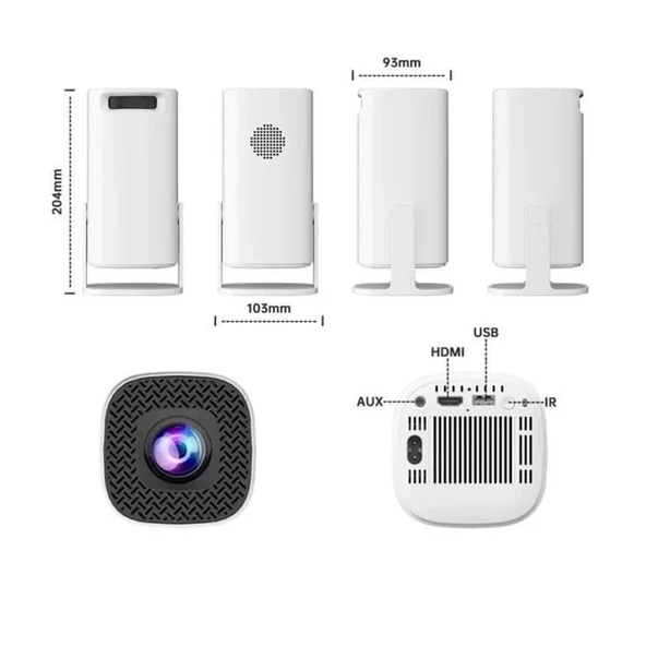 Max Mini Beyaz Taşınabilir Retro Video Konsolu Android Akıllı Projektör Projeksiyon P30 - 2