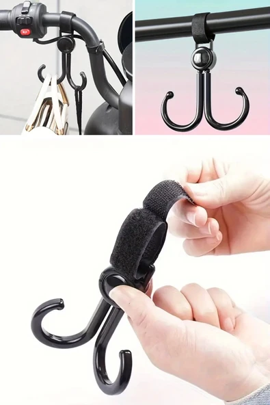 NACTUMU Çok Yönlü 2 Adet Bebek Arabası, Motor, Bisiklet Eşya Taşıma Aparatı Plastik Kanca ürün görseli