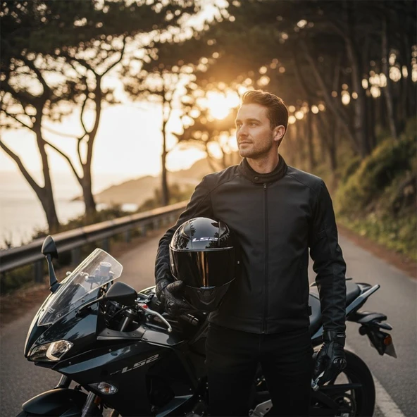 LS2 RAPID 2 R PARLAK SİYAH MOTOSİKLET KASKI SİYAH VE ŞEFFAF VİZÖR + SPOİLER - Resim 2