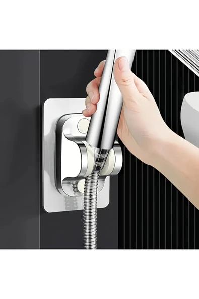 NACTUMU Ayarlanabilir Kendinden Yapışkanlı Duş Başlığı Tutucu Duvara Monte, Matkap Gerektirmez - Resim 4