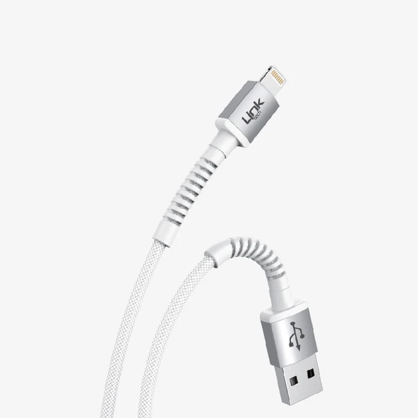 K550 Güvenli ve Hızlı 1m Örgülü Metal Kafa Lightning iPhone Şarj Kablosu - 10