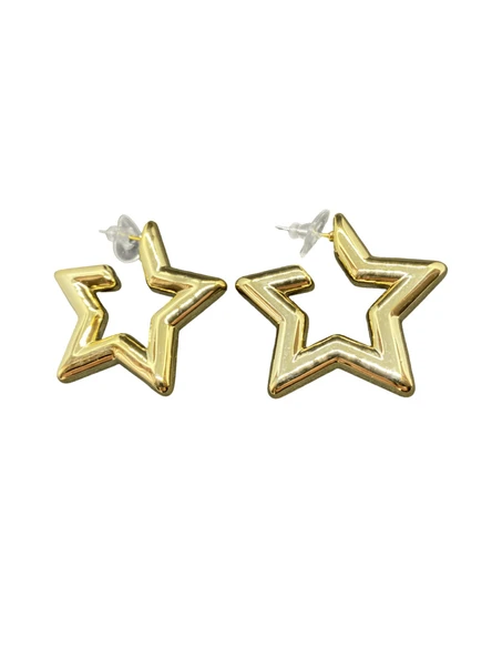 Altın Renk Yıldız Model Şık Özel 316L Hafif Çelik Küpe | Modern ve Eğlenceli Tasarım ürün görseli 1