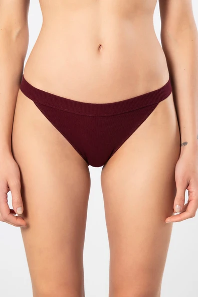 Türen Kadın Likralı Ribana Tanga 2'li Paket 931/Bordo - 2