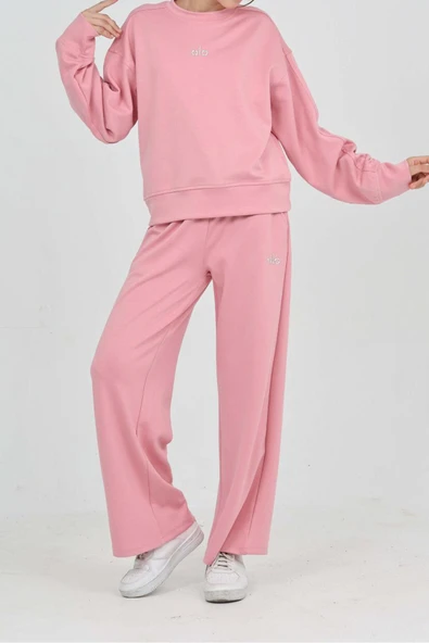 Kız Çocuk Oysho Kumaş Geniş Paçalı Alt- Üst Takım 12312 - Resim 8