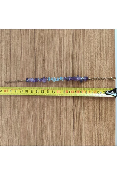 Ametist & Akuamarin Doğal Taş Enerji Bilekliği - 5634 - Resim 3
