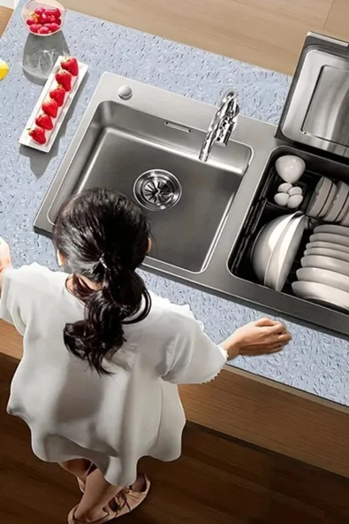 NACTUMU 1 Rulo Gümüş Yapışkanlı Folyo Kaplama 2 MT Mutfak, Banyo Dolabı Kaplama Su ve Yağ Geçirmez - Resim 5