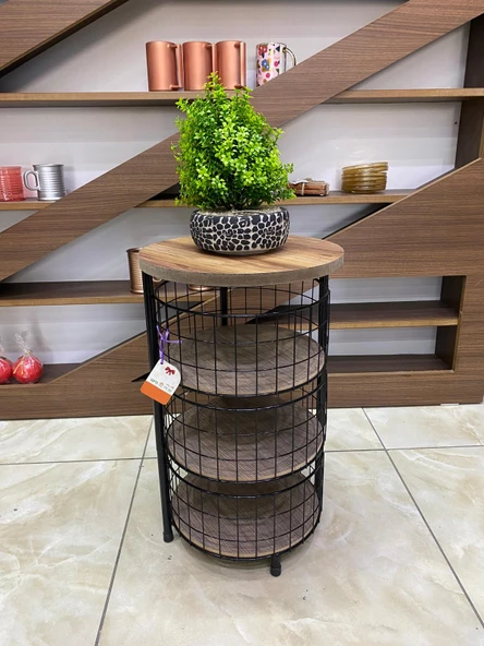 3 Katlı Ahşap Yuvarlak Sebzelik ürün görseli