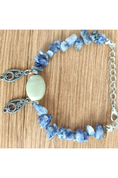 Lapis Lazuli & Aventurin Oval Taşlı El Yapımı Bileklik - **Çeşitli Ürünler İçin Mağzamızı Ziyaret e - Resim 2