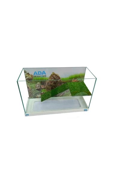 Ada Akvaryum Su Kaplumbağası Akvaryumu Bahçeli Rampalı Dinlenme  30x23x15 Cm  Arka Plan Hediyeli - 3