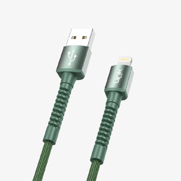 K550 Güvenli ve Hızlı 1m Örgülü Metal Kafa Lightning iPhone Şarj Kablosu - 5
