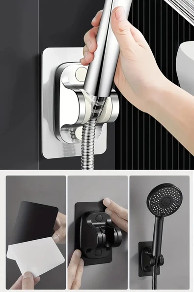 NACTUMU Ayarlanabilir Kendinden Yapışkanlı Duş Başlığı Tutucu Duvara Monte, Matkap Gerektirmez ürün görseli