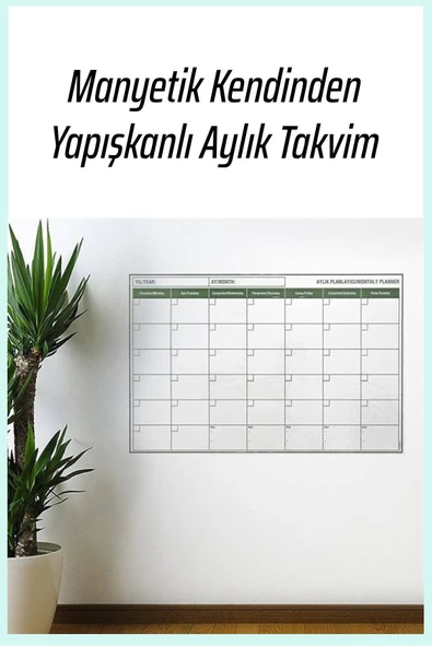 NACTUMU Manyetik Kendinden Yapışkanlı Haftalık ve Aylık Planlayıcı Takvim İkili Set - Resim 2
