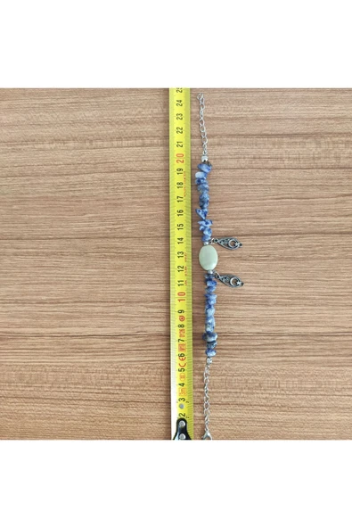 Lapis Lazuli & Aventurin Oval Taşlı El Yapımı Bileklik - **Çeşitli Ürünler İçin Mağzamızı Ziyaret e - Resim 3