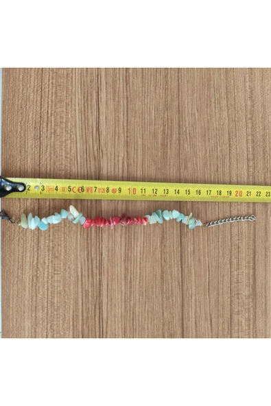 Kırmızı Mercan & Amazonit Doğal Taş El Yapımı Bileklik ürün görseli