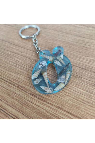 "Ö" HARFİ - Açık Mavi Deniz Epoksi Harf Anahtarlık – Gerçek Deniz Kabuğu, El Yapımı, Benzersiz **Çe - Resim 5