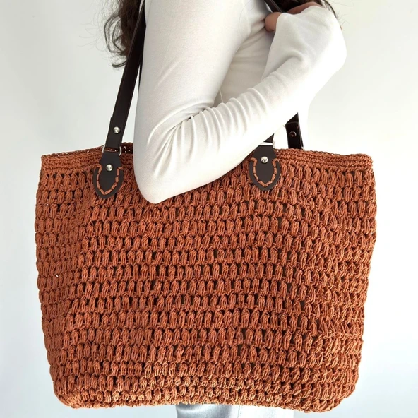 Loty Turuncu Örgü Çanta - Resim 4